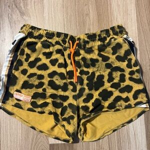 Zumba Leopard Print Shorts with Orange Drawstring